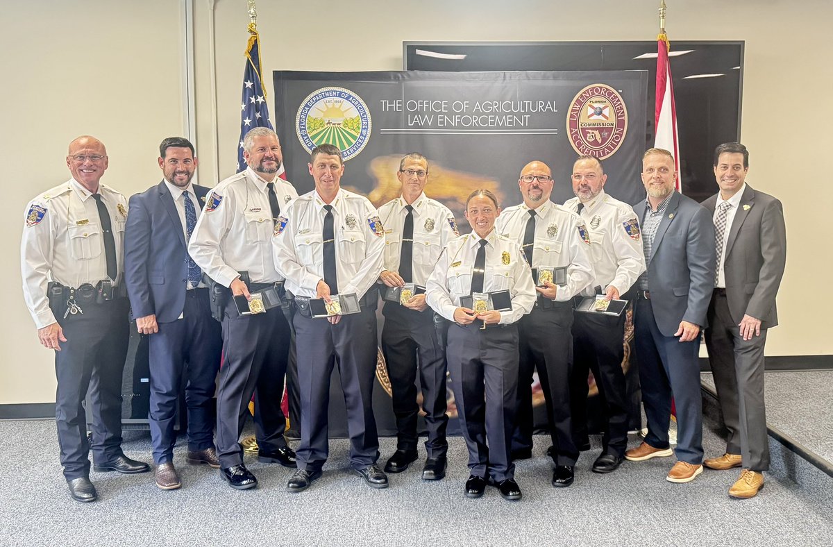 WiltonSimpson's tweet image. After nearly 20 years, the Florida Forest Service is getting back dedicated officers for some of our state forests. We were proud to swear in the first seven Conservation and Recreation Land Officers. We are proud to welcome these new officers to the team.