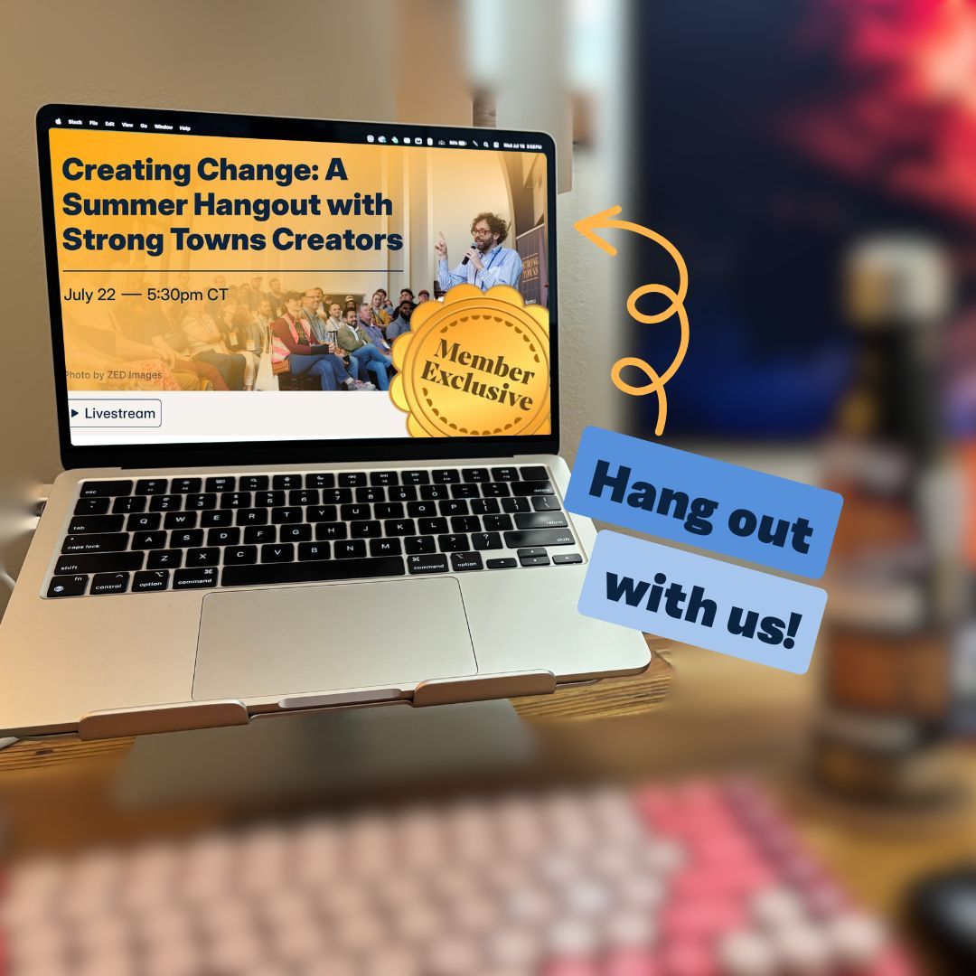 StrongTowns's tweet image. Are you a creator telling the story of your place? Whether you're just starting a blog or podcast, organizing local events, or experimenting with new ideas—this is for you. Join us on July 22 at 5:30pm Central for a casual hangout for creators! buff.ly/KtIQzIC
