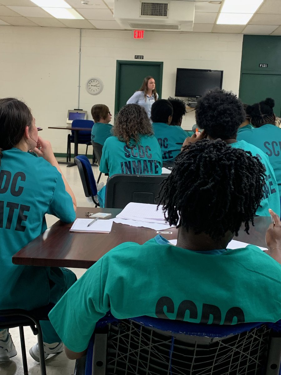 CJatUA's tweet image. Grad student Liz Kilgo @CJatUA is teaching an intensive four-day class called "Conflict Resolution Inside and Out" for the South Carolina Department of Corrections.
She is making a real difference in women's lives through her work!