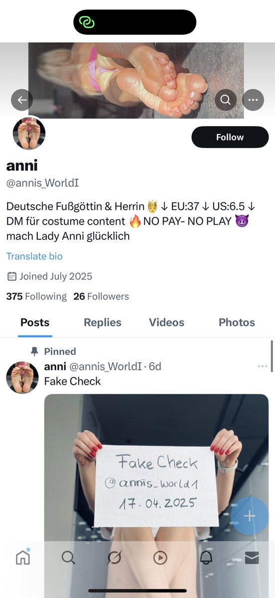 ‼️BEWARE <a href="/annis_WorldI/">anni</a> IS A FAKE ACCOUNT!

Please block and REPORT THIS ACCOUNT!

This is a new account and impersonating my FRIEND!

‼️LADIES PLEASE DO NOT MAKE ANY FAKE CHECK POSTS LIKE THIS ‼️ITS EDITED AND NOT REAL!

THIS IS NOT VERIFICATION!
PLEASE GET PROPERLY VERIFIED ASAP