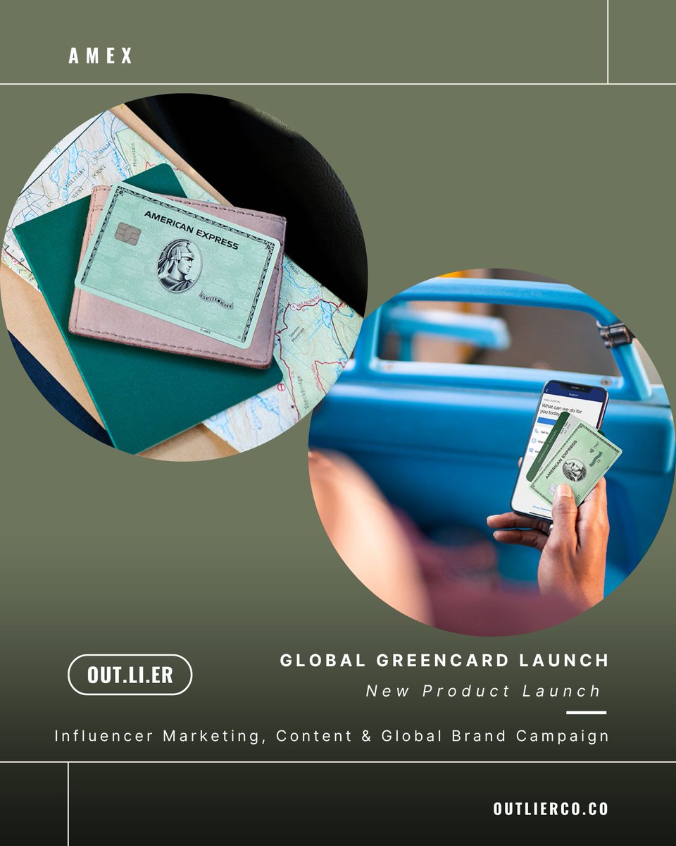 outlieraico's tweet photo. #AMEX relaunched their global green-card - engaging influencers &amp; throwing a launch event in NYC. https://t.co/Pxv0iVpkJD collab-ed w/ Day1 Agency + AMEX on casting, engaging influencers, production + content, and a global campaign.
#globalcampaign #brandcampaign #influencers https://t.co/KjnCdVIlXw