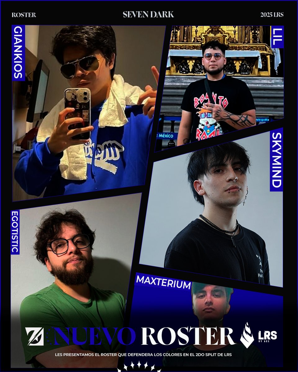 Se presentaron prácticamente solos con dos pedazos de victorias😏, pero finalmente aquí están nuestros representantes en este segundo split en la #LRS de <a href="/Lolacelatam/">Ligas regionales LATAM x ACE</a>

🗿<a href="/1_kios/">GianKiøs</a>
🌴@LilDed
🔥<a href="/1skymind_/">SkyMind</a>
🏹<a href="/Egotistic_lol/">Egotistic</a>
👨‍🍳<a href="/Maxterium/">Maxterium</a>

🧠<a href="/BelladonaES/">Belladona</a>
👔@kval_oficial
📊<a href="/wolfysqq/">wolfy</a>