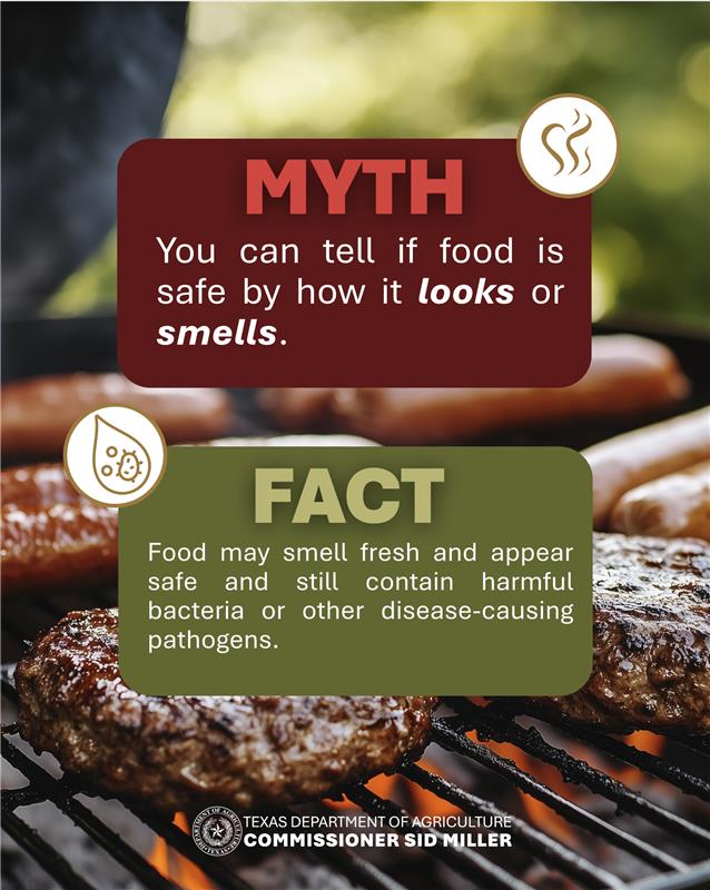 GOTEXAN's tweet image. 🔎Food Poisoning Fact Check!
Test your knowledge of food safety with this food poisoning Myth Buster. Commissioner Sid Miller urges all Texans to recognize the facts & fictions of food safety. Stay safe! #TexasAgricultureMatters #FoodSafety #MythBusters #Cooking