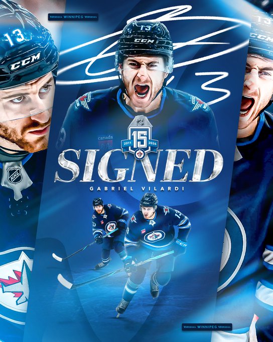 We have agreed to terms with forward Gabriel Vilardi on a six-year contract with an average annual value in the NHL of $7,500,000.