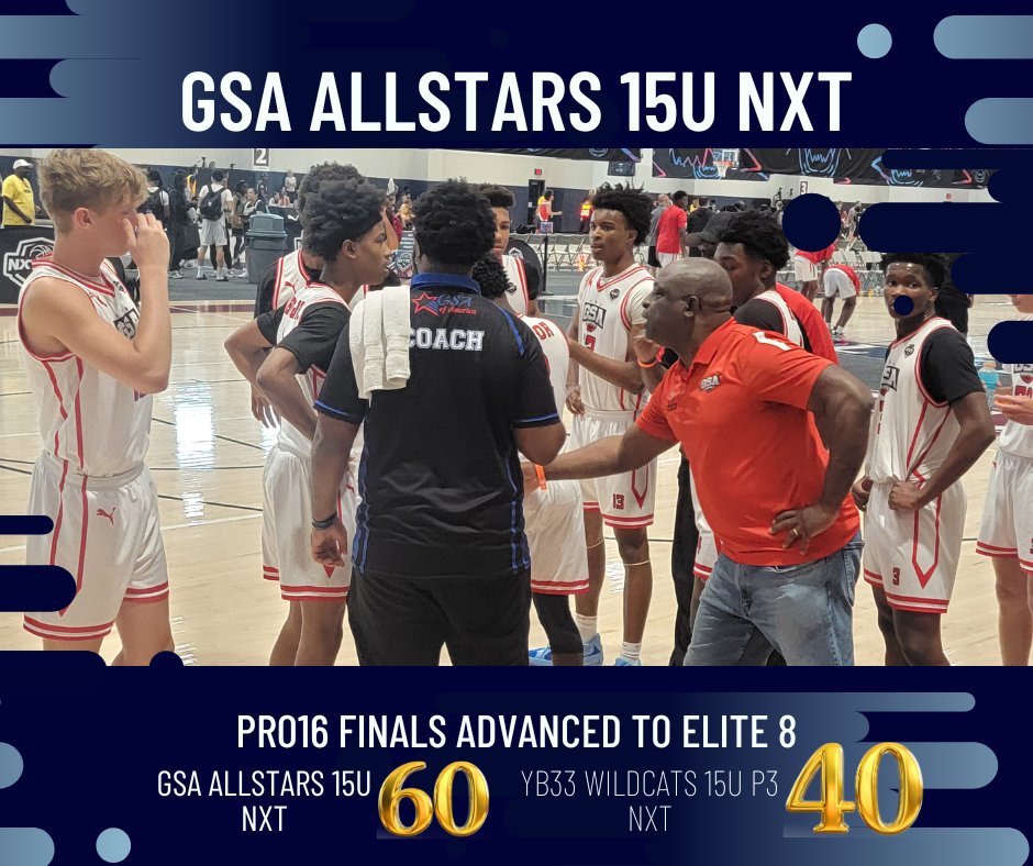 Gifted Scholar Athletes of America (@scholaraoa) on Twitter photo GSA ALLSTARS 15U NXT advances to PRO16 ELITE 8 after defeating YB33 WILDCATS 15U P3 NXT by 20 points.
TOP PERFORMERS-
<a href="/trich2028/">Tanner Richards</a> 23 PTS
<a href="/thereal_dpeters/">Devin Peters</a> 12 PTS
<a href="/TheTez02/">Cortez Taylor</a> 11 ASTS
<a href="/PRO16League/">PRO16/NXTPRO League</a>
<a href="/PUMAHoops/">PUMA Basketball</a>
<a href="/EthanPiechota/">Ethan Piechota</a> GSA ALLSTARS 15U NXT advances to PRO16 ELITE 8 after defeating YB33 WILDCATS 15U P3 NXT by 20 points.
TOP PERFORMERS-
<a href="/trich2028/">Tanner Richards</a> 23 PTS
<a href="/thereal_dpeters/">Devin Peters</a> 12 PTS
<a href="/TheTez02/">Cortez Taylor</a> 11 ASTS
<a href="/PRO16League/">PRO16/NXTPRO League</a>
<a href="/PUMAHoops/">PUMA Basketball</a>
<a href="/EthanPiechota/">Ethan Piechota</a>