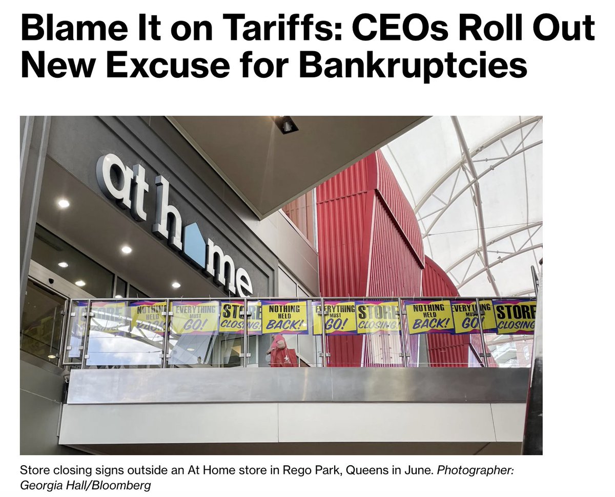 Groundwork's tweet image. Trump’s tariffs have been named as a contributing factor in at least 10 major bankruptcies since early April, and the number of companies at the greatest risk of defaulting is at an 11-month high.
The president’s impulsive and chaotic decisions are costing people their…