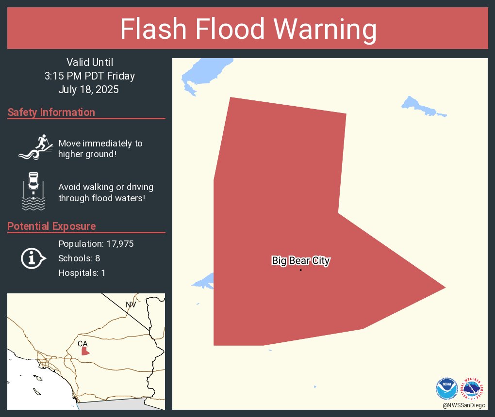 Flash Flood Warning including Big Bear City CA and  Big Bear Lake CA until 3:15 PM PDT