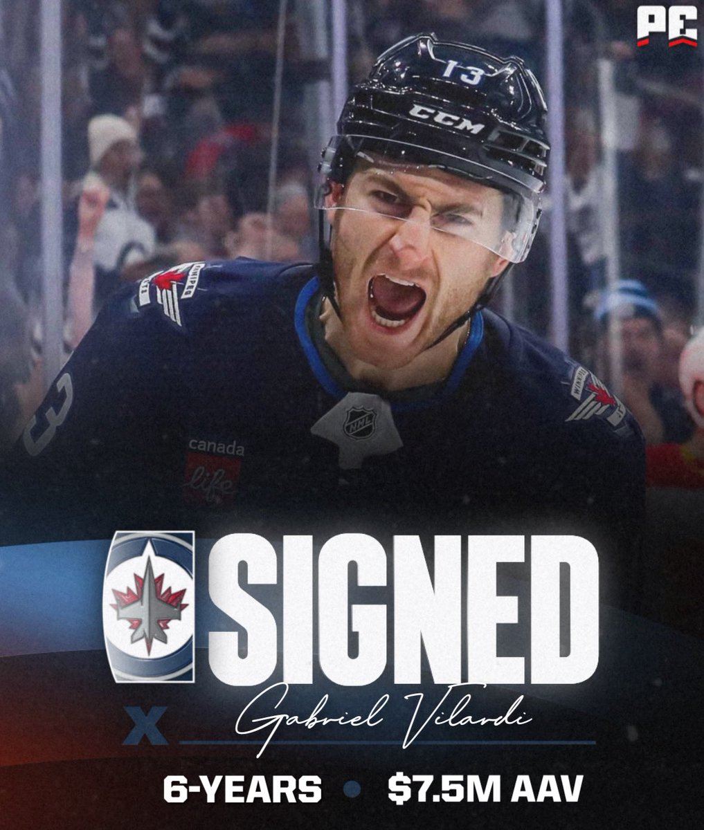 puckempire's tweet image. Here we go! ✈️
The Winnipeg Jets have signed Gabriel Vilardi to a six-year dea worth $7.5M AAV.