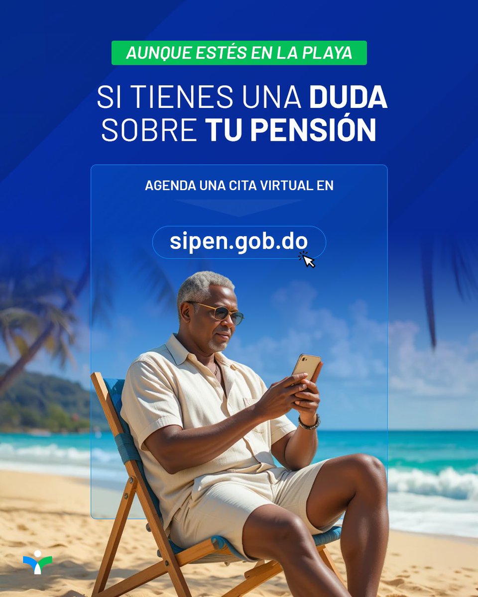 📲💻 ¿Dispositivo móvil? ✔️
🛜 ¿Internet? ✔️
💡¿Dudas sobre tu pensión?✔️

🏝️ ⛰️ 🌆 No importa a dónde te encuentres este fin de semana, o si en tus manos tienes una piña colada, agenda tu cita a través de nuestra plataforma de citas virtuales en sipen.gob.do

#Sipen