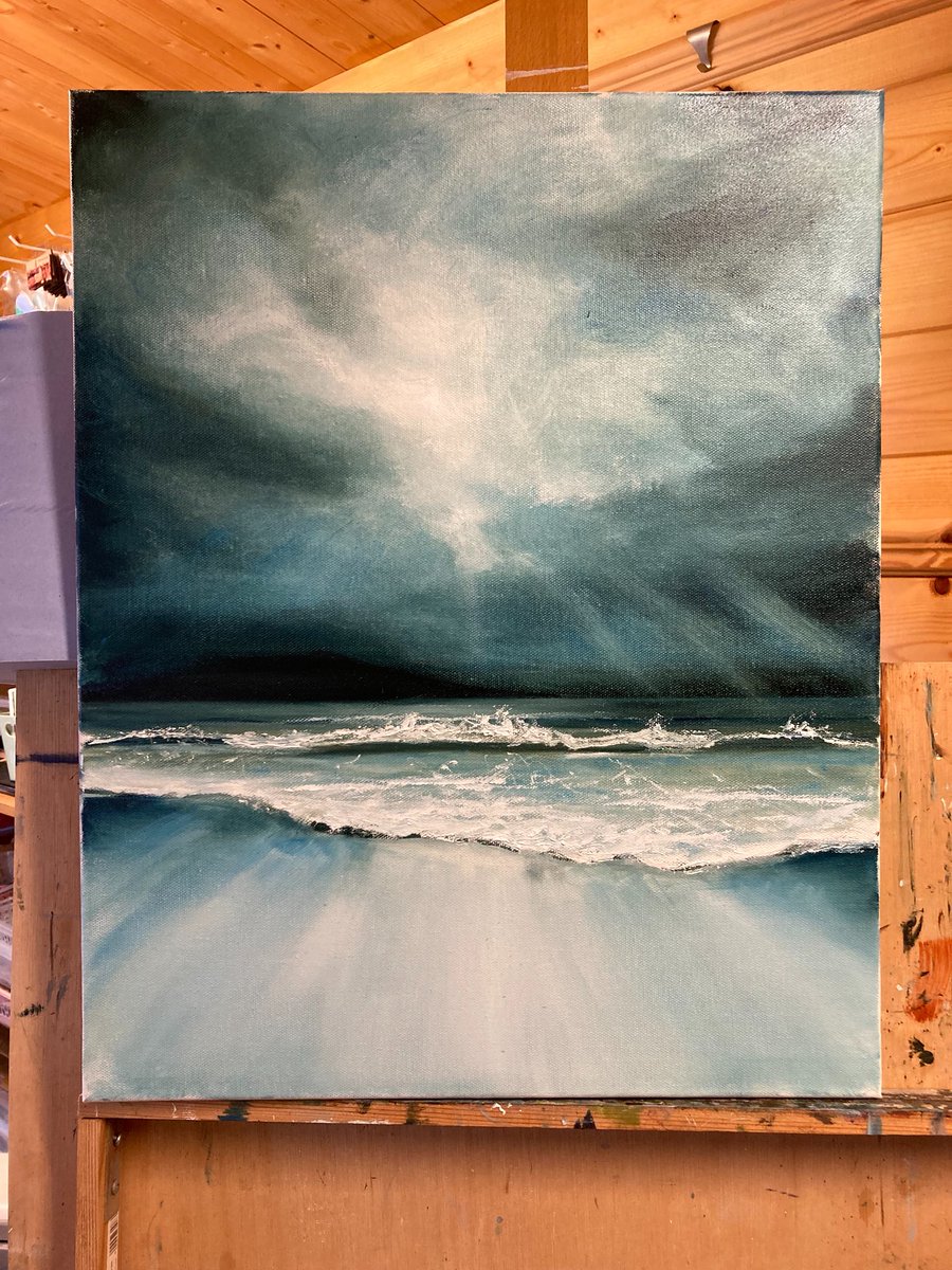 MacleanArtist's tweet image. Wild Luskentyre, oils on canvas 16x30 inches #luskentyre #beach #coast #art #painting #coastal #art #oils #painter #painting #moodyart #artistic