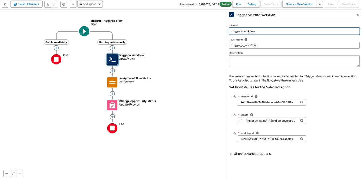 DocusignDevs's tweet image. Automate complex agreement workflows between Salesforce and Docusign without the heavy lift. 🙅♀️
With the Maestro API, @SalesforceDevs can trigger custom workflows and expose them to no-code users via Salesforce Flow. That means admins and devs alike can orchestrate powerful…