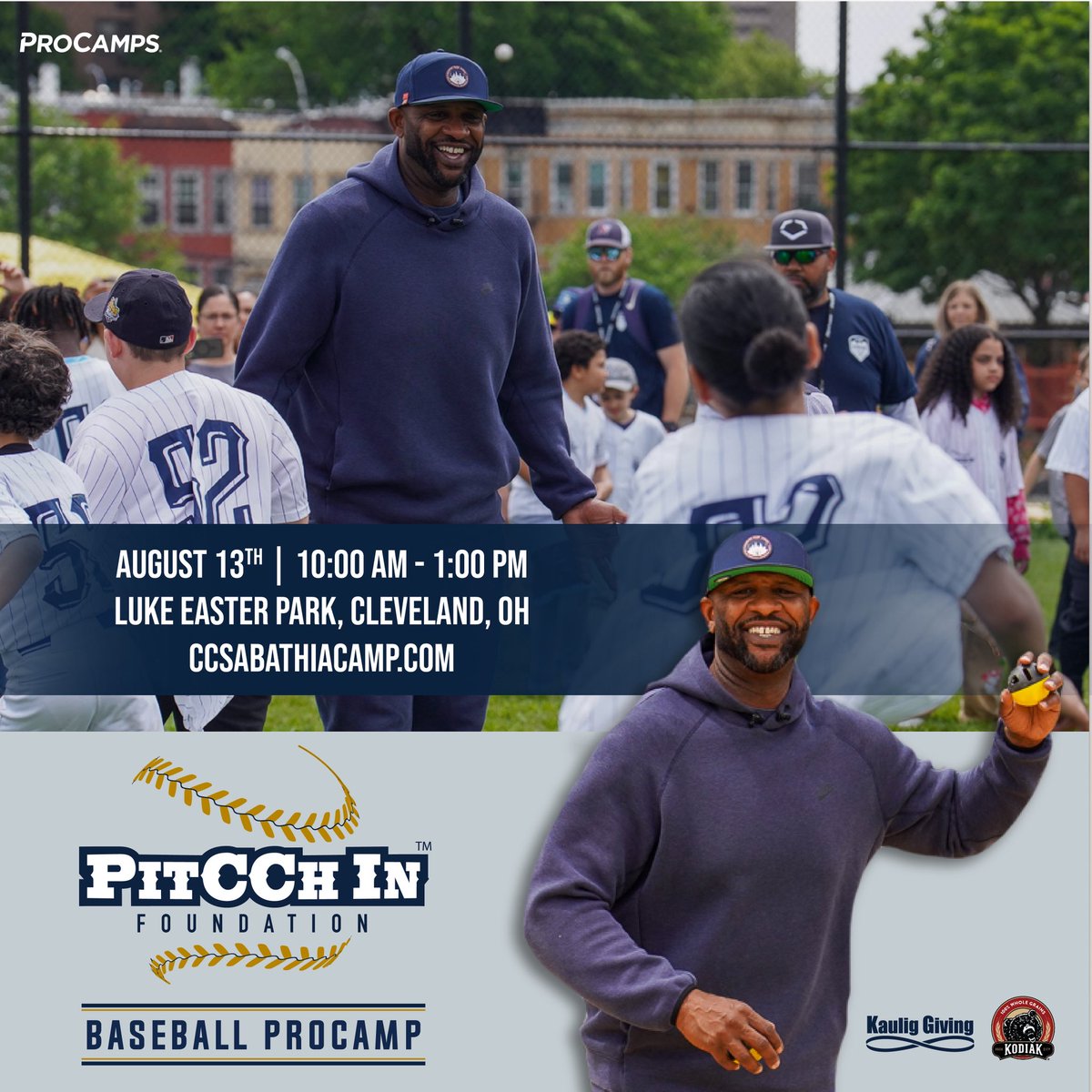 CC_Sabathia's tweet image. Cleveland! I’ll be running a FREE baseball clinic with my foundation @PitCChInFdn on Aug 13th @ Luke Easter Park. Ages 6-15 only, limited spots: CCSabathiaCamp.com See you there!