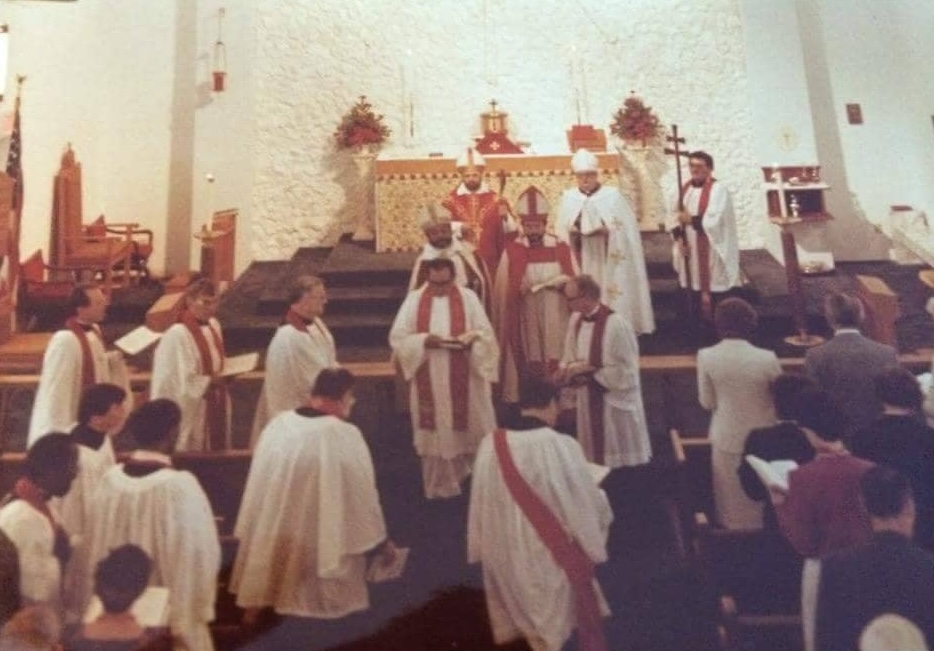 bishopchandler's tweet image. As we prepare for the Diocesan Synod, an excellent photograph of episcopal predecessors from years ago. One will note the Primatial Cross, which is still used today.