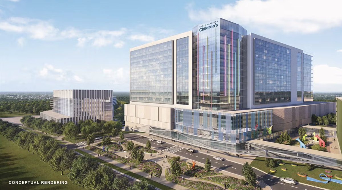 UNC's tweet image. In partnership with @DukeHealth and @UNC_Health_Care, North Carolina Children’s Health has selected Apex as the site for its new campus, working toward a brighter future for children.
Discover what this means for families across North Carolina unc.live/40duH9T