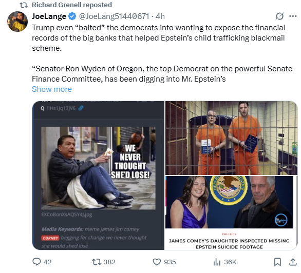 AlKapDC's tweet image. Richard Grenell, Trump’s envoy for special missions, earlier today retweeted a post that includes an image of a Q post in it.