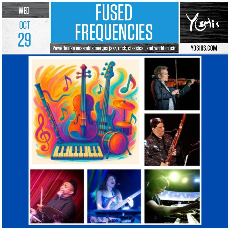 yoshis_OAK's tweet image. ✨️JUST ANNOUNCED✨️
Genre-bending magic is landing at Yoshi’s 🎶🌍🎻
Fused Frequencies hits the stage Wed, Oct 29—with @MadsTolling, Paul Hanson, Frank Martin, Farida Nelson & Deszon Claiborne.
Get into the fusion.
🎟 tinyurl.com/2vzdy8rm