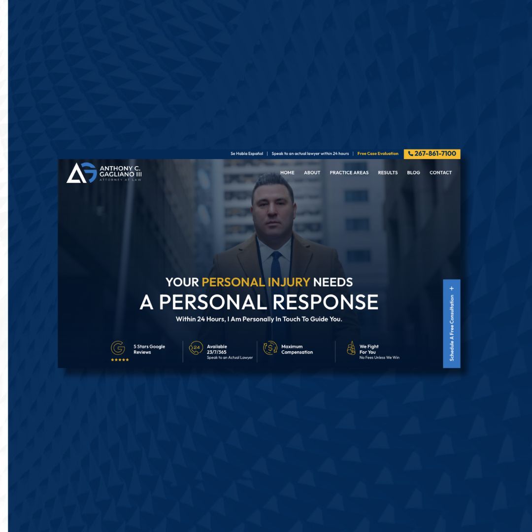 PaperStreet (@paperstreet) on Twitter photo Personal injury law with a personal touch, online and off.🤝🖥
<a href="/ACG_InjuryLaw/">Anthony C. Gagliano, III, Esquire, P.C.</a> new site features 50,000+ words of tailored content, standout design, and a whole lot of heart. 💙
See the results 👉 bit.ly/4nSeq4x #PSlaunches #lawfirmwebsite #legalmarketing Personal injury law with a personal touch, online and off.🤝🖥
<a href="/ACG_InjuryLaw/">Anthony C. Gagliano, III, Esquire, P.C.</a> new site features 50,000+ words of tailored content, standout design, and a whole lot of heart. 💙
See the results 👉 bit.ly/4nSeq4x #PSlaunches #lawfirmwebsite #legalmarketing