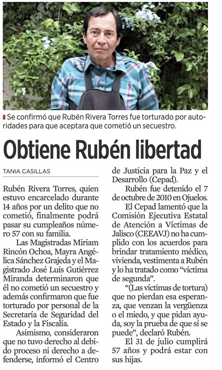 CEPAD_AC's tweet image. Desde el CEPAD celebramos la liberación del Rubén Rivera Torres, tras pasar casi 15 años privado de su libertad, sin embargo, nos mantenemos en la lucha por lograr la reparación integral del daño, así como un proceso de reinserción social
Vía: Mural.com
Acá el…