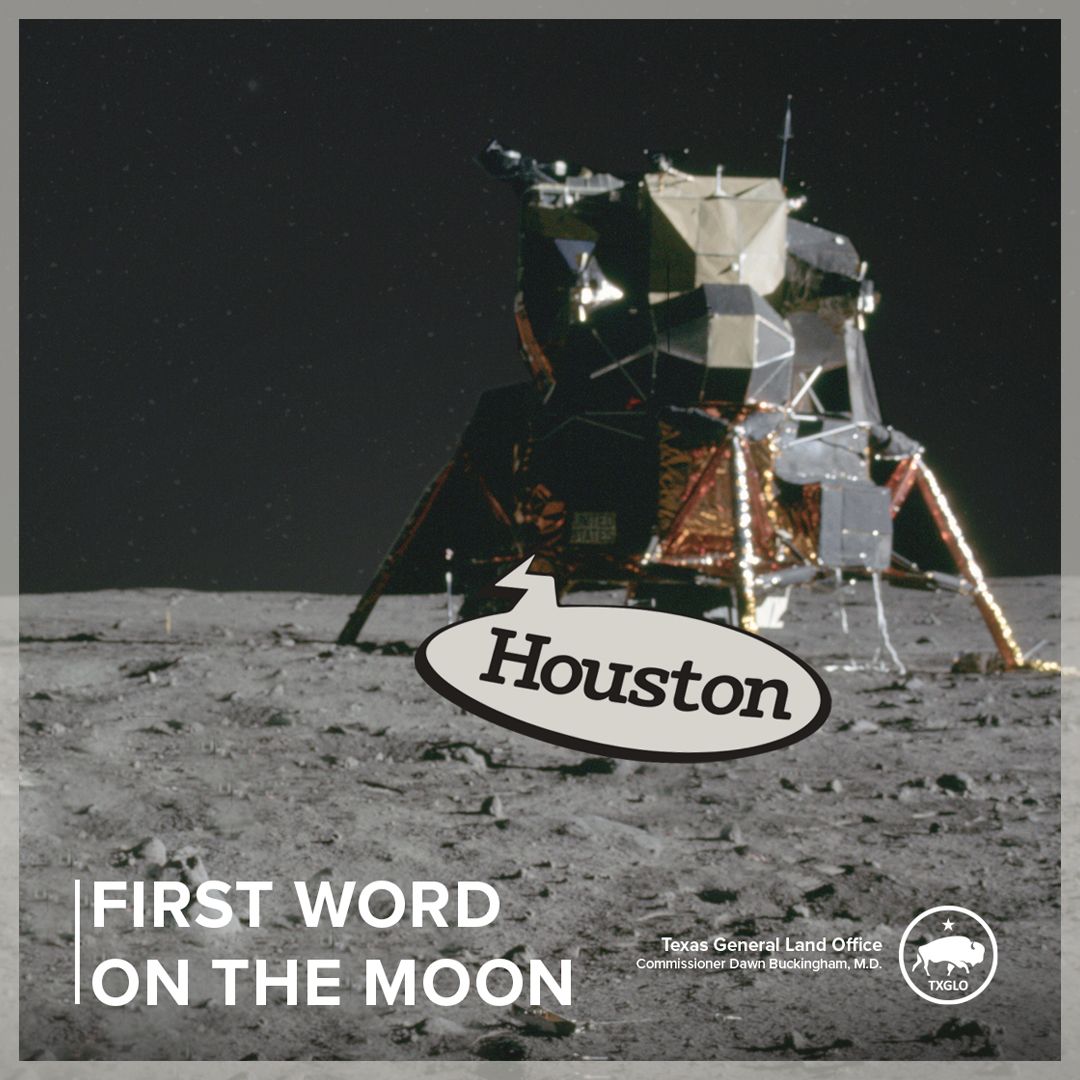 TXGLO's tweet image. On this day in 1969, "Houston" became the first word spoken on the moon after Apollo 11's historic landing!
Today, Houston is a leader in space exploration and home to the NASA Johnson Space Center.