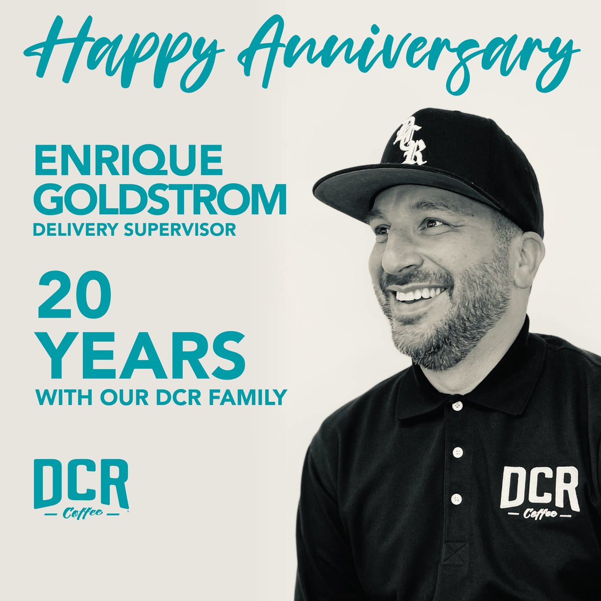 20 years. One incredible journey. Enrique Goldstrom has shaped DCR with heart, humor &amp; leadership. From Shipping Manager to mentor &amp; friend, he’s the real deal. Favorite drink? Howie’s Blend ☕ #20YearsStrong