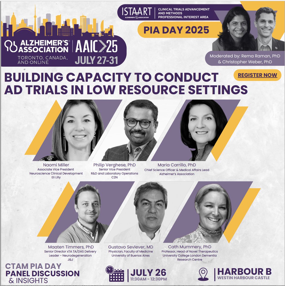 ATRI_USC's tweet image. USC ATRI’s Dr. Raman will be moderating an important discussion at the upcoming AAIC 2025: Building Capacity to Conduct AD Trials in Low-Resource Settings. . .
Register for ISTAART and PIA Day: hubs.ly/Q03xXCFF0