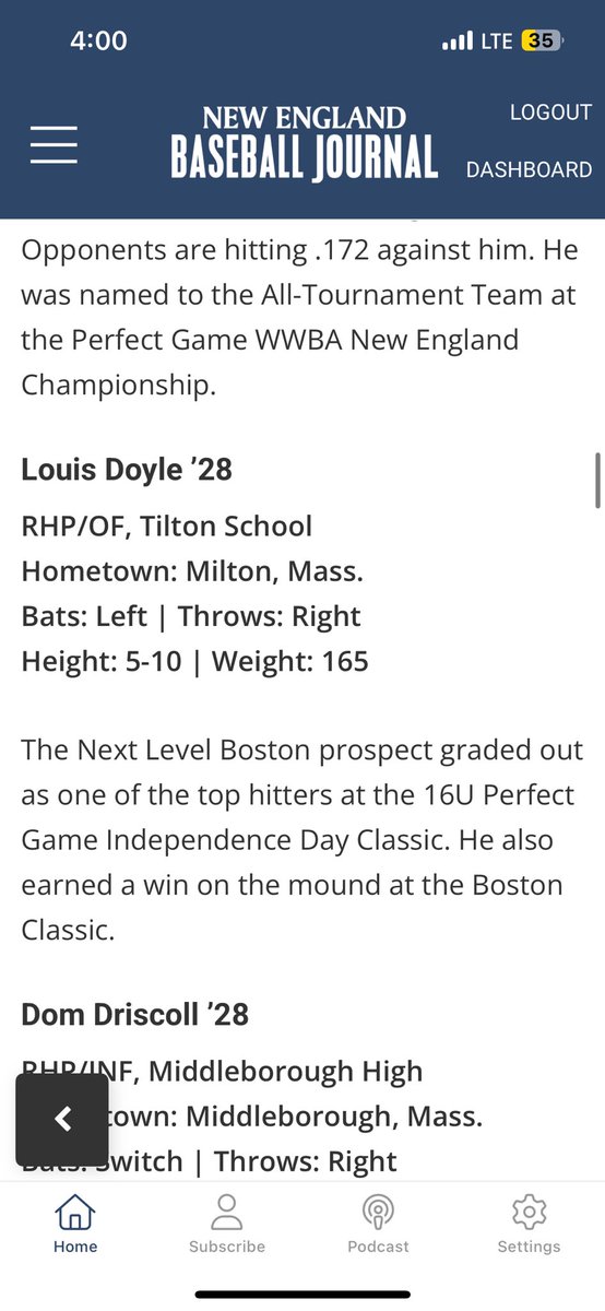 Thank you <a href="/NE_Baseball/">NE Baseball Journal</a> for naming me a Top 35 Midsummer Riser for the 2028 class

<a href="/NLB_Sports/">Next Level Boston ⚾️</a> <a href="/5TPerformance/">5 Tool Performance</a> <a href="/TiltonSchoolRam/">Tilton School Rams</a>