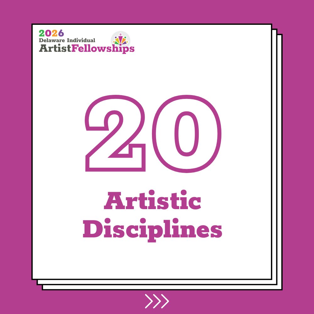 ArtsDelaware's tweet image. Delaware artists — the clock is ticking! The deadline to apply for the Delaware Division of the Arts’ Individual Artist Fellowships is August 1 at 11:59 p.m.
Awards of $5,000, $8,000, or $12,000 are available to support your creative work!
Guidelines: arts.delaware.gov/artist-fellows…