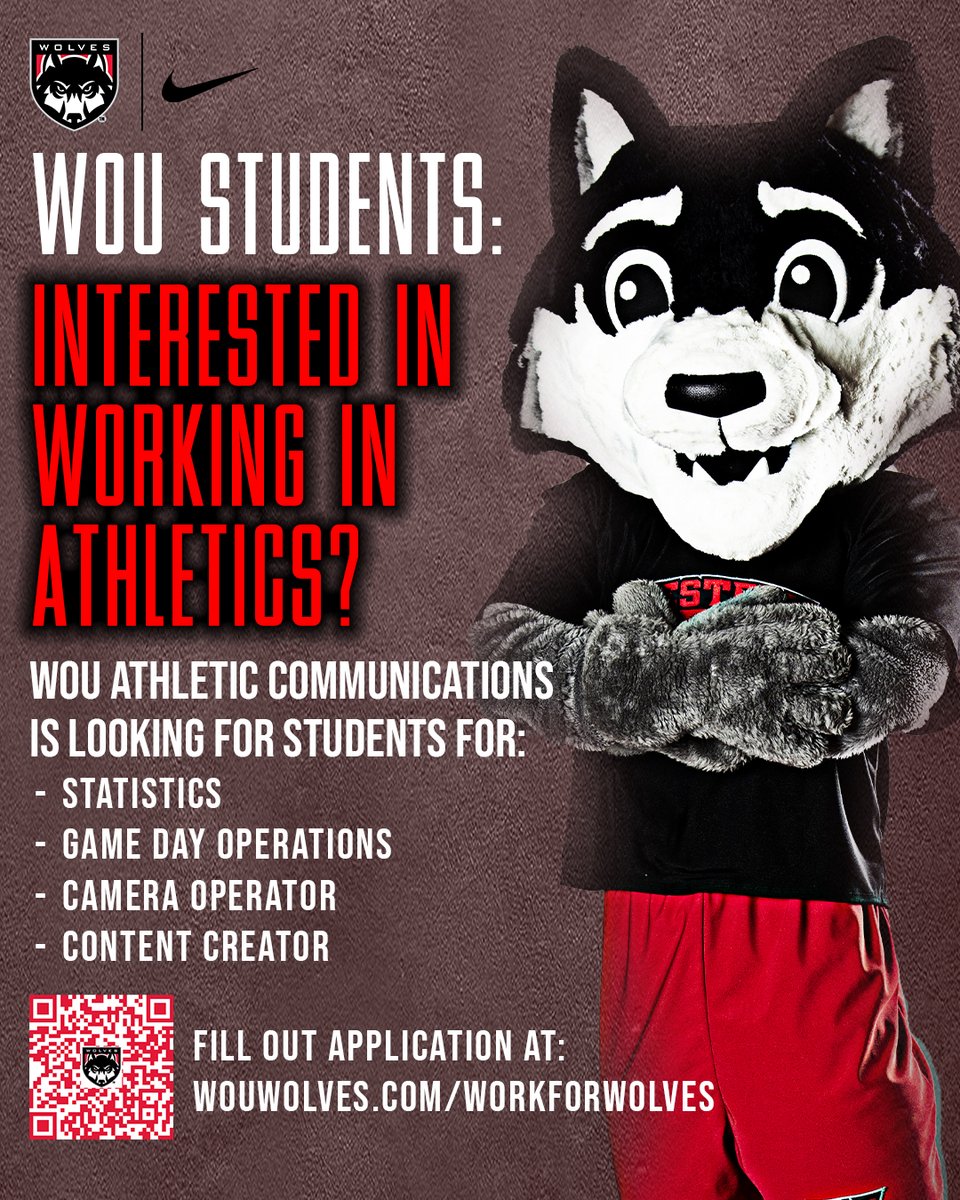 WOU_Wolves's tweet image. 📣 WOU Students: Ever wanted to work in sports? 

Join the athletics communications team! We’re hiring for:
- Stats
- Game Day Ops
- Camera Work
- Content Creation

👉 Apply now at wouwolves.com/workforwolves