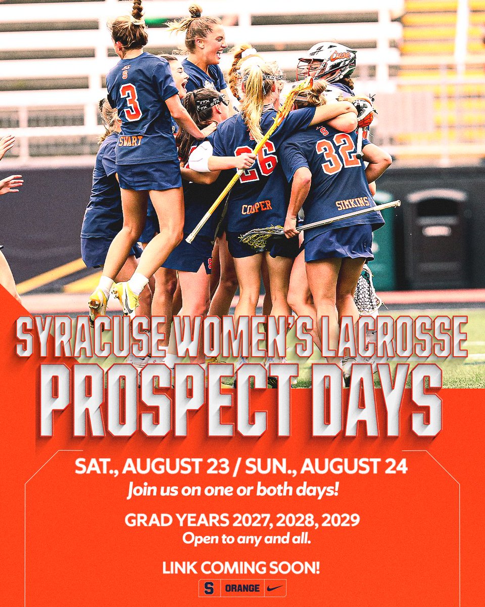 CuseWLAX's tweet image. ποΈ SAVE THE DATE ποΈ We're holding prospect days in August. Registration link coming soon! ππ₯