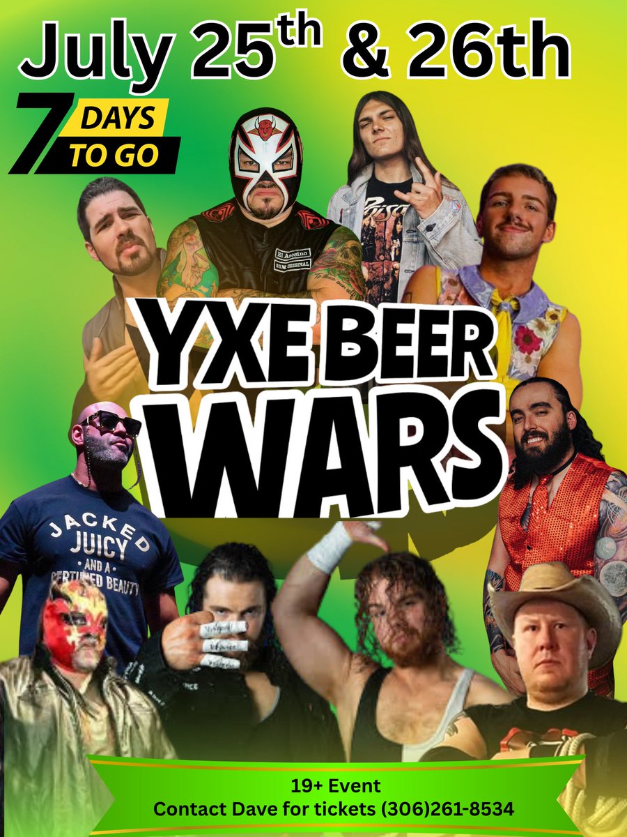 🚨 ONE WEEK AWAY! 🚨
Prairie Pro Wrestling returns with back-to-back nights of hard-hitting action at Beer Wars YXE! 🍻

📍 Saskatoon
📅 Two nights only!
🕗 Bell time: 8PM both nights
🔞 19+ event

🎟️ Get your tickets now by contacting Dave at (306) 261-8534

#PPW #beerwarsyxe