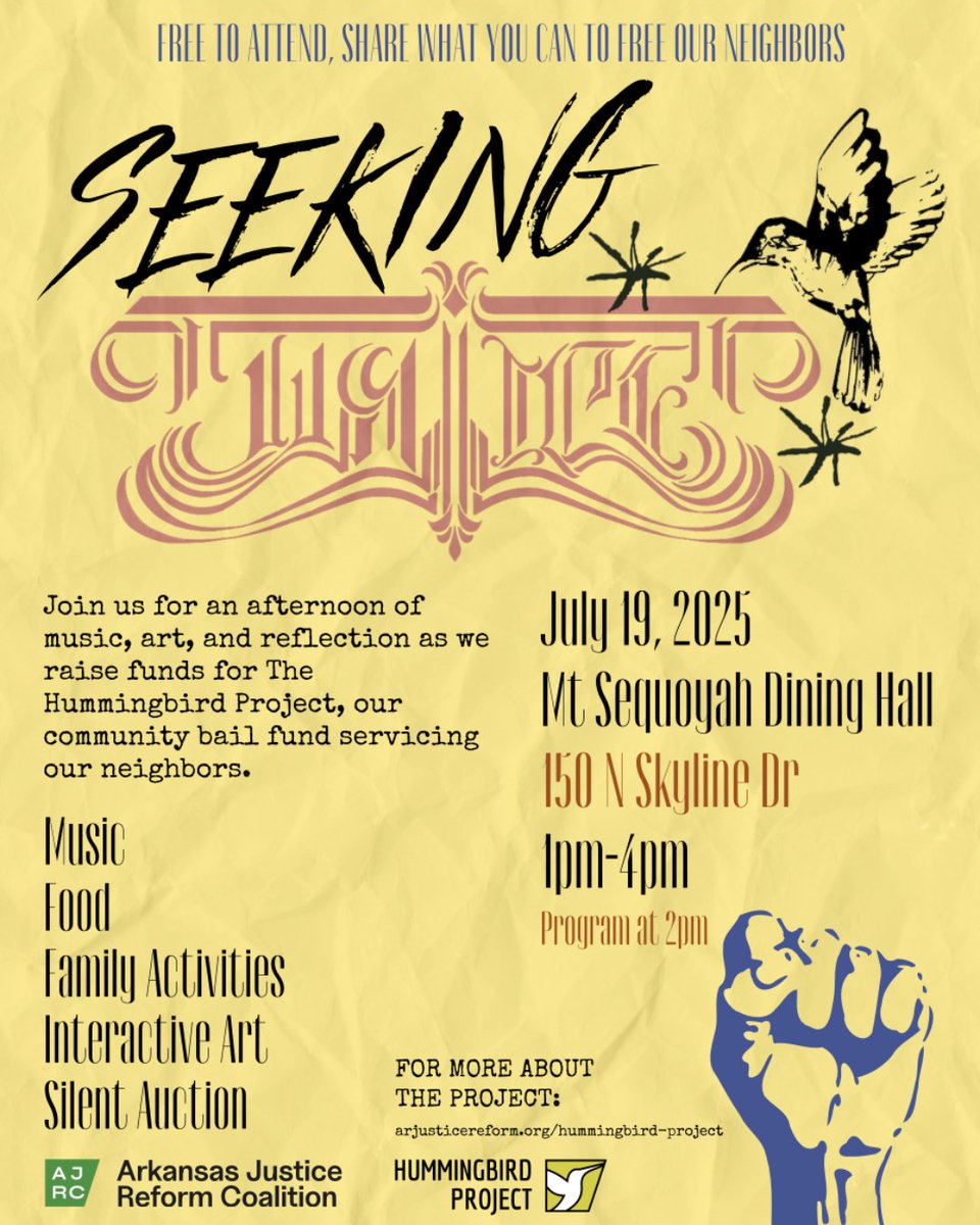 ArReform's tweet image. We are getting ready for tomorrow
Seeking Justice event..counting down - 1 day
Will we see you Saturday? 1pm to 4pm
1:00 music by Ben Manatt
2:00 Program
2:30 music by Monte Ne
3:30 music by Woven
MT SEQUOYAH Dining Hall- Inside, Outside space
