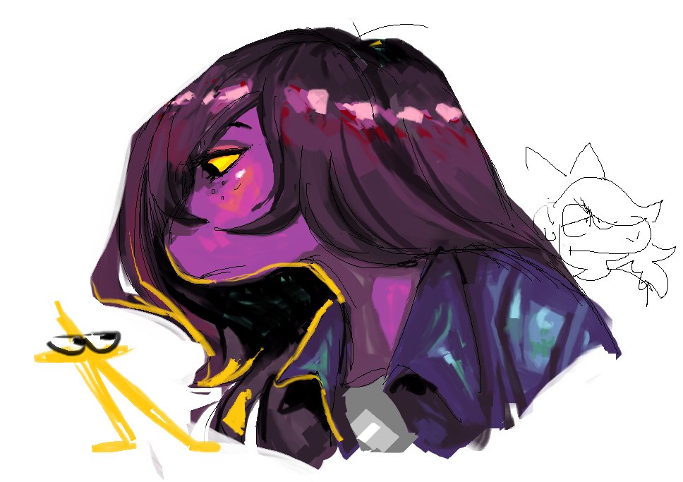 casmicb's tweet image. #undertale #deltarune little painting experiements/warm ups I drew while working on some Spamtenna nonsense and vent art with Queenie and Berdly