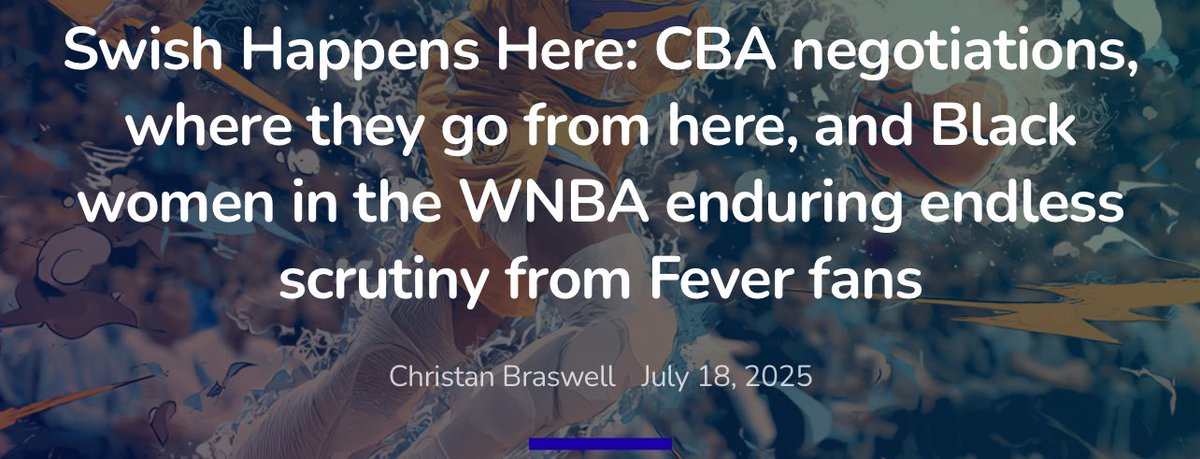 ChristanWNBA's tweet image. This week in Swish Happens Here:
- A *deep* dive on CBA talks, what players want, and how Cathy Engelbert’s comments about them understanding the business (AKA their worth) are foolish
- Black women in the #WNBA are the main target of racist Fever “fans”
For @WeAreFearlessSC