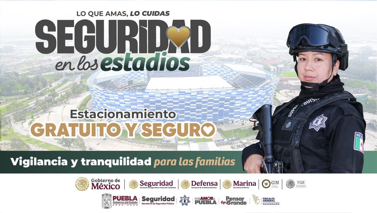 🌟 En Puebla, cada partido es una fiesta en paz.
Venga con su familia y estacione sin preocupaciones: es gratuito y seguro.
#PorAmorAPuebla
#SeguridadEnLosEstadios
#LoQueAmasLoCuidas
<a href="/Gob_Puebla/">Gobierno de Puebla</a>