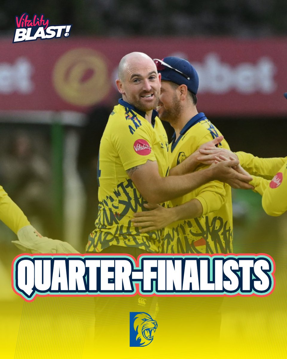 VitalityBlast's tweet image. Durham, Bears, Hampshire Hawks, and Kent Spitfires complete the line-up for the Vitality Blast Men's quarter-finals! ๐
They join Lancashire Lightning, Northamptonshire Steelbacks, Surrey, and Somerset ๐