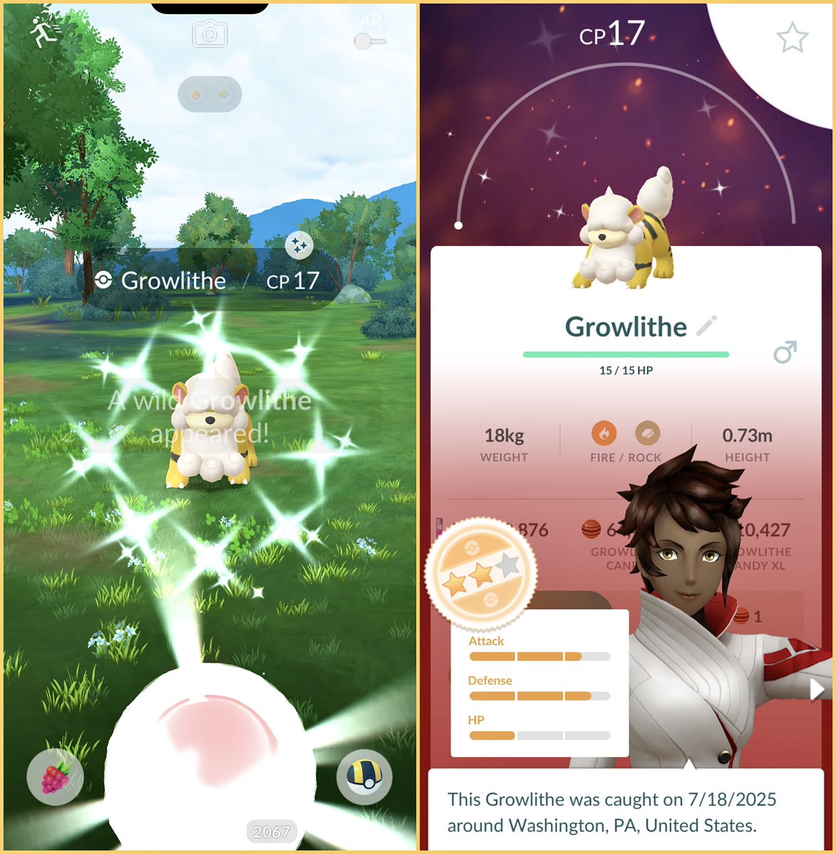 LEVEL 1 SHINY HISUIAN GROWLITHE OFF THE DAILY SPAWN!!! Gotta be one of the rarest shinies out there rn 😩😩 #Pokemon #ShinyPokemon #GrowlitheGang