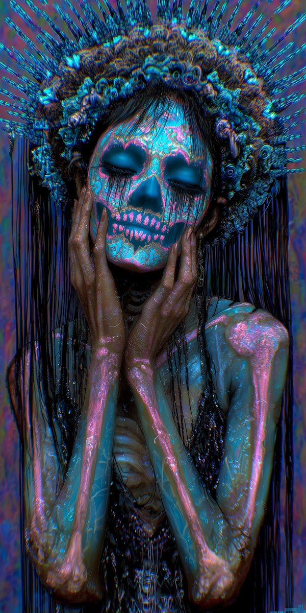 TOXIQMYND's tweet photo. QT Blue 💙💀
#TeraCreativa #candyskull #midjourney https://t.co/pw9LJWw66Q