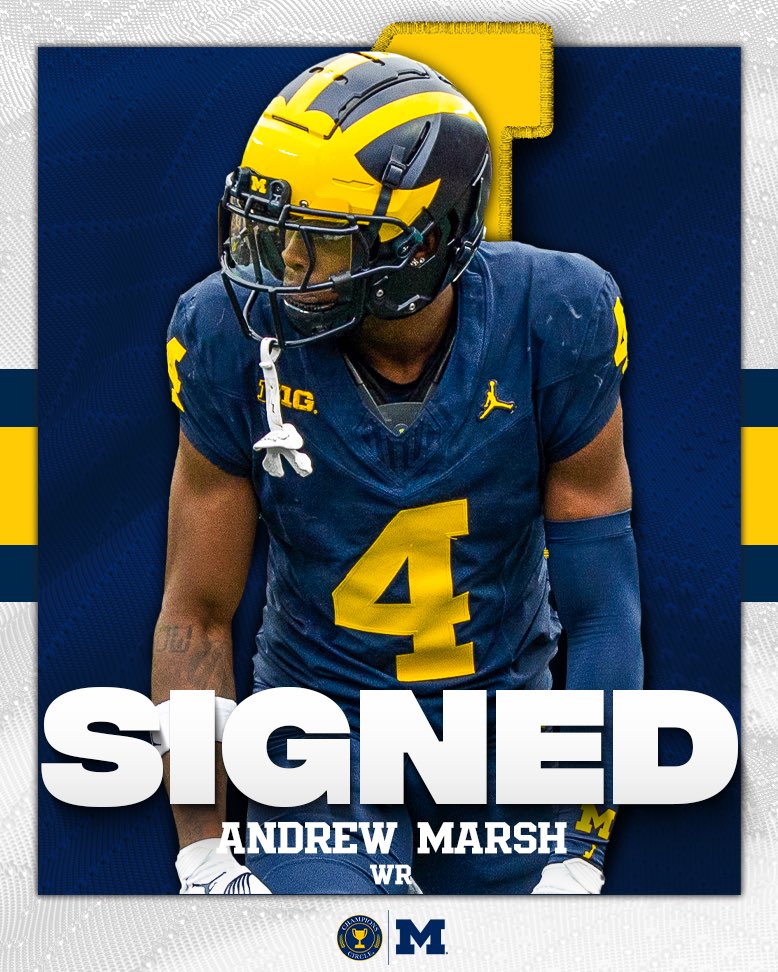 ChampCircleUofM's tweet image. Texas-made. Big Ten ready. One of the smoothest route routers in the ‘25 class, four ⭐️ freshman receiver Andrew Marsh knows how to get open.
We’re excited to announce that @AndrewaTmMarsh is an Official Champions Circle Student-Athlete〽️