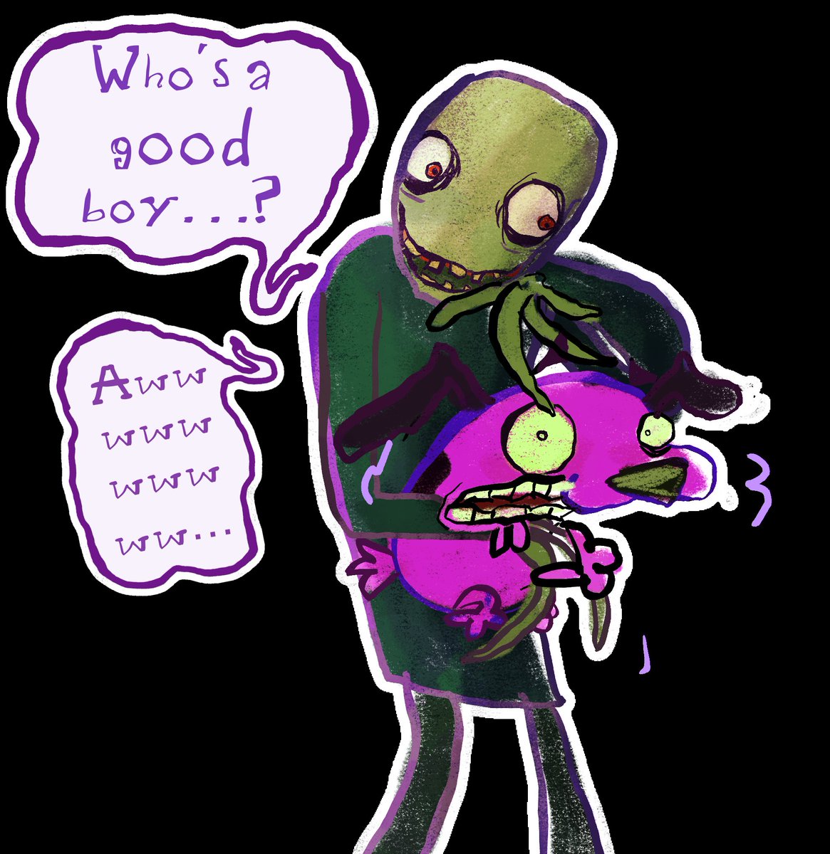 Salad fingers cowardly new friend

#saladfingers #couragethecowardlydog