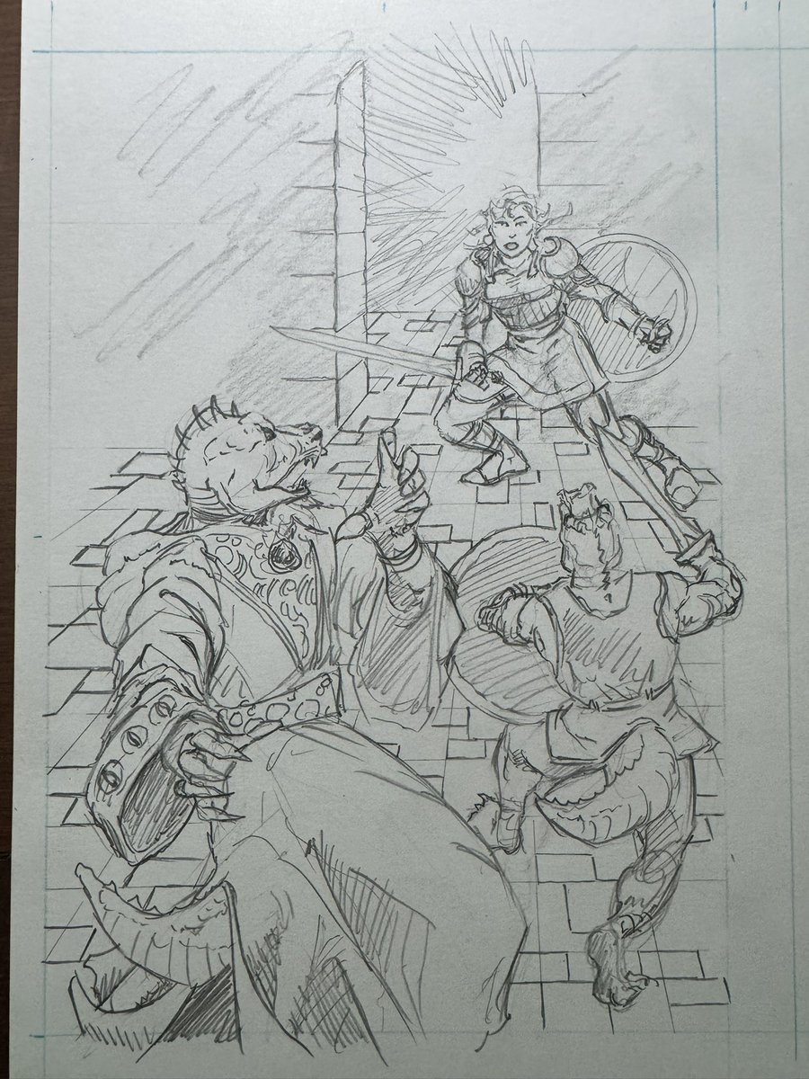 DelTeigeler's tweet photo. Lizardman fight for OSRIC 3 by @mythmeregames swipe for pencils ➡️➡️ #osric
#artist #warrior #dungeons #dragons #rpg #rpgfamily #ttrpg #ttrpgcommunity #classic #sword #sorcery #swordandsorcery #darkfantasy #ose #osr #medieval #osrrpg #dnd #metalart #penandink #inking https://t.co/wMcdGNmsnh