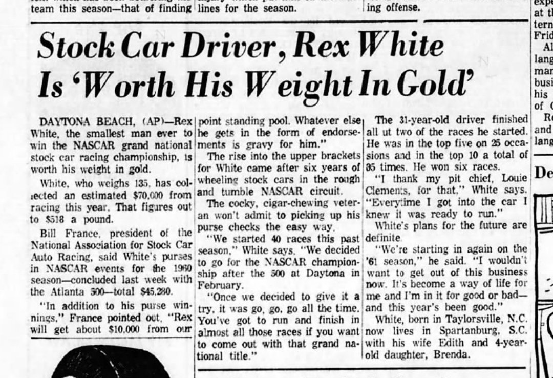 nascarman_rr's tweet image. RIP Rex White. The 1960 champion was one of the toughest drivers on short tracks at the dawn of the 1960s