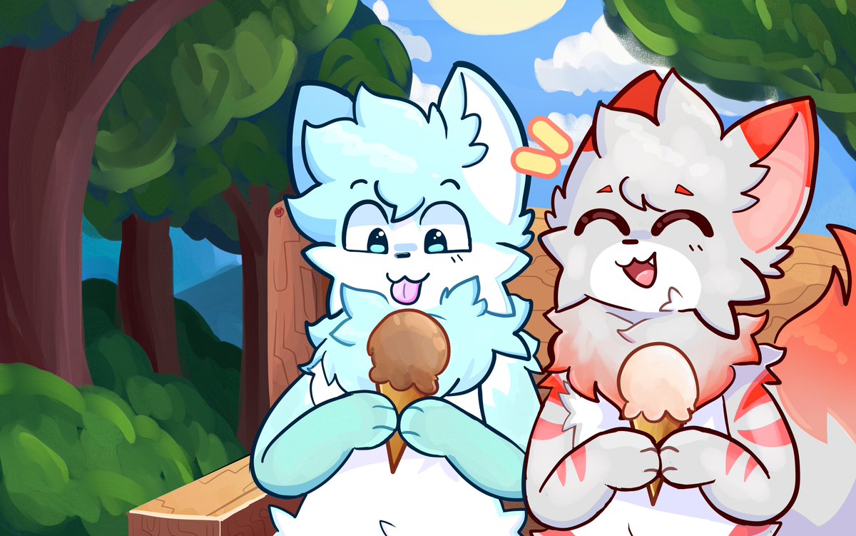 ChrizOwO's tweet image. eating ice cream with my bestie :3
🎨: @Sleepy_Nest