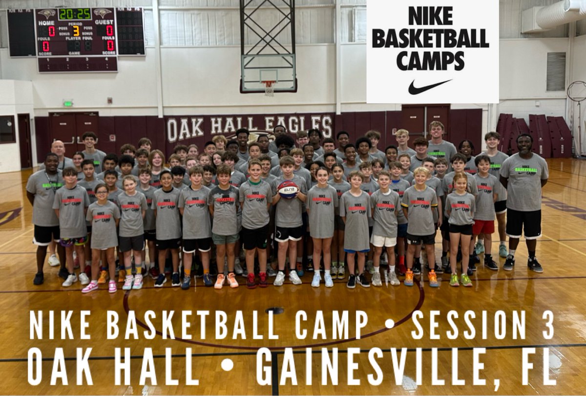 Team Picture! Session 3 of NIKE Basketball Camp is in the books. What a tremendous week! Thank you to all the campers &amp; families for attending. #GetBetter #SeriousFun 

Next up: NIKE Elite State Camp (Invite Only). The best in Florida's will compete on Sat, Aug 9, at Oak Hall.