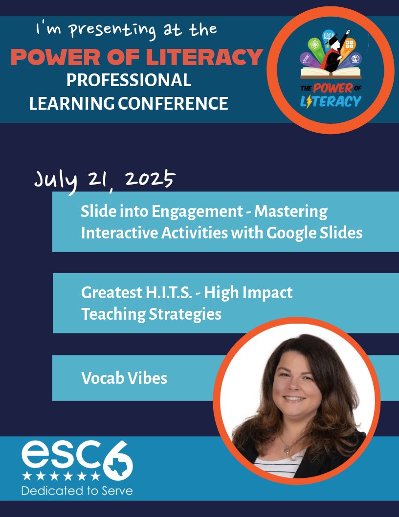 Lori Roberts (@edtechlori) on Twitter photo ๐Iโm presenting at the Power of Literacy Conference in Huntsville, TX on July 21 with <a href="/escregion6/">Region 6 ESC</a>!
๐ Google Slides
๐ฏ High-Impact Strategies
๐ Vocab Vibes
๐ฅ FREE to attend!
๐ Register: esc6.net
#PowerOfLiteracy #ESC6 #TeacherPD #EdTech #friEdTech #friEdFan ๐Iโm presenting at the Power of Literacy Conference in Huntsville, TX on July 21 with <a href="/escregion6/">Region 6 ESC</a>!
๐ Google Slides
๐ฏ High-Impact Strategies
๐ Vocab Vibes
๐ฅ FREE to attend!
๐ Register: esc6.net
#PowerOfLiteracy #ESC6 #TeacherPD #EdTech #friEdTech #friEdFan