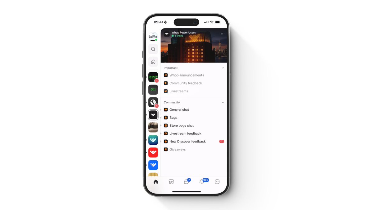 WhopIO's tweet image. Welcome to the new Whop iOS UI
>new sidebar
>new inside of your whop
>manage your profile in one place
>search across whops, people, chats, and posts