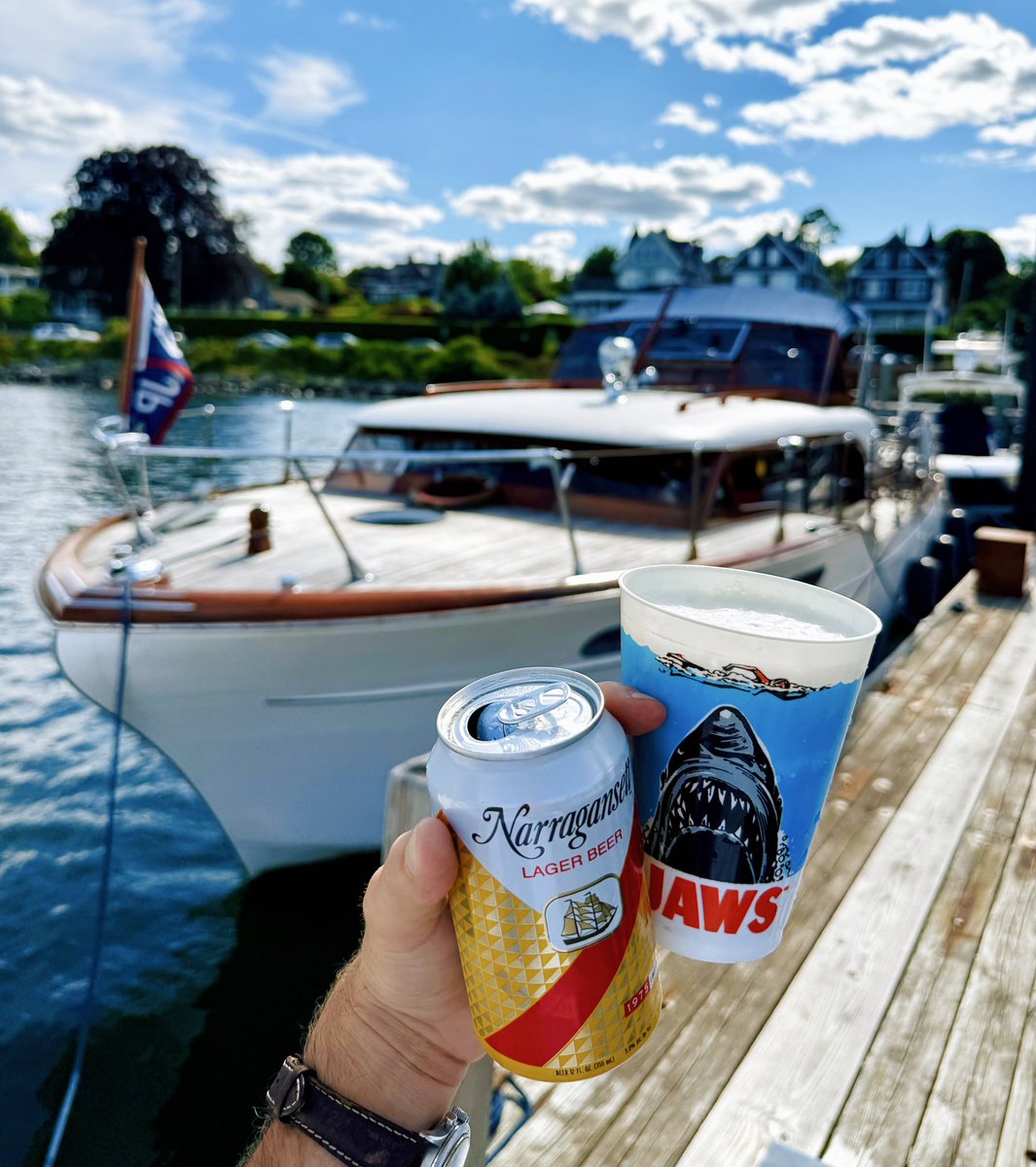 KJP's tweet image. In New England we rarely carry around those new popular water bottles or even drink water at all. Instead we primarily stay hydrated with @Gansettbeer just like our grandparents did. (I haven’t drank water in 7+ months)