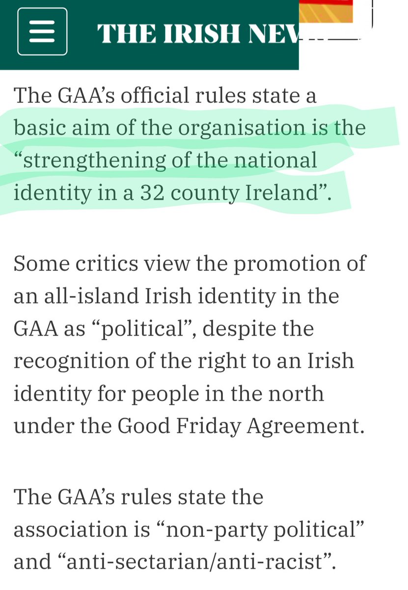 For the 15th million time

The GAA precedes the partition of Ireland

The GAA is &amp; always has been a 32 county sport

That did not change after partition &amp; it will not change after reunification

The British tried to eradicate our culture, the GAA sought to resist that