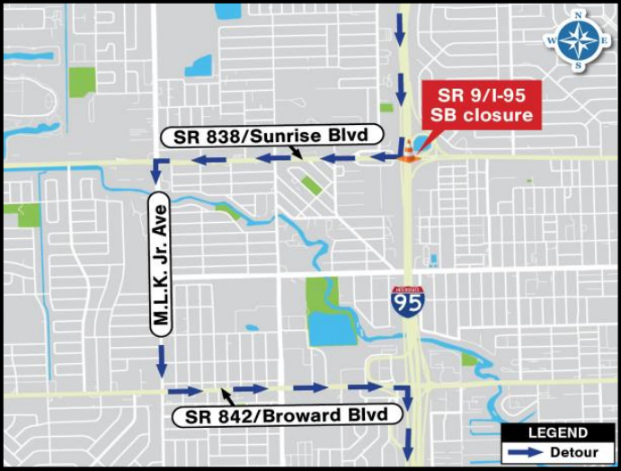 FTLCityNews's tweet image. Headed down Sunrise Blvd at night? 🚧 @MyFDOT_SEFL will be closing SB I-95 at Sunrise Blvd nightly for bridge &amp;amp; resurfacing work.

🗓️ Mon, July 21 – Thurs, July 24
⌚ 8:00 PM – 6:00 AM

Use detour along Sunrise Blvd, MLK Jr Ave &amp;amp; Broward Blvd. 🚗🚗🚗
More:…