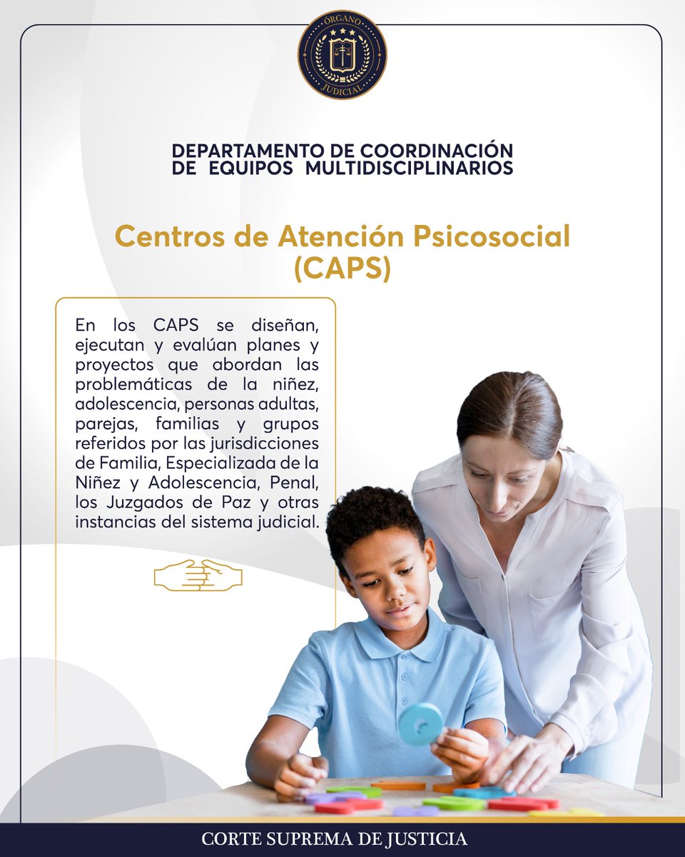 El Centro de Atención Psicosocial (CAPS) es una parte fundamental de los Equipos Multidisciplinarios que dan seguimiento a los casos referidos por las instancias judiciales.
#campañainformativa