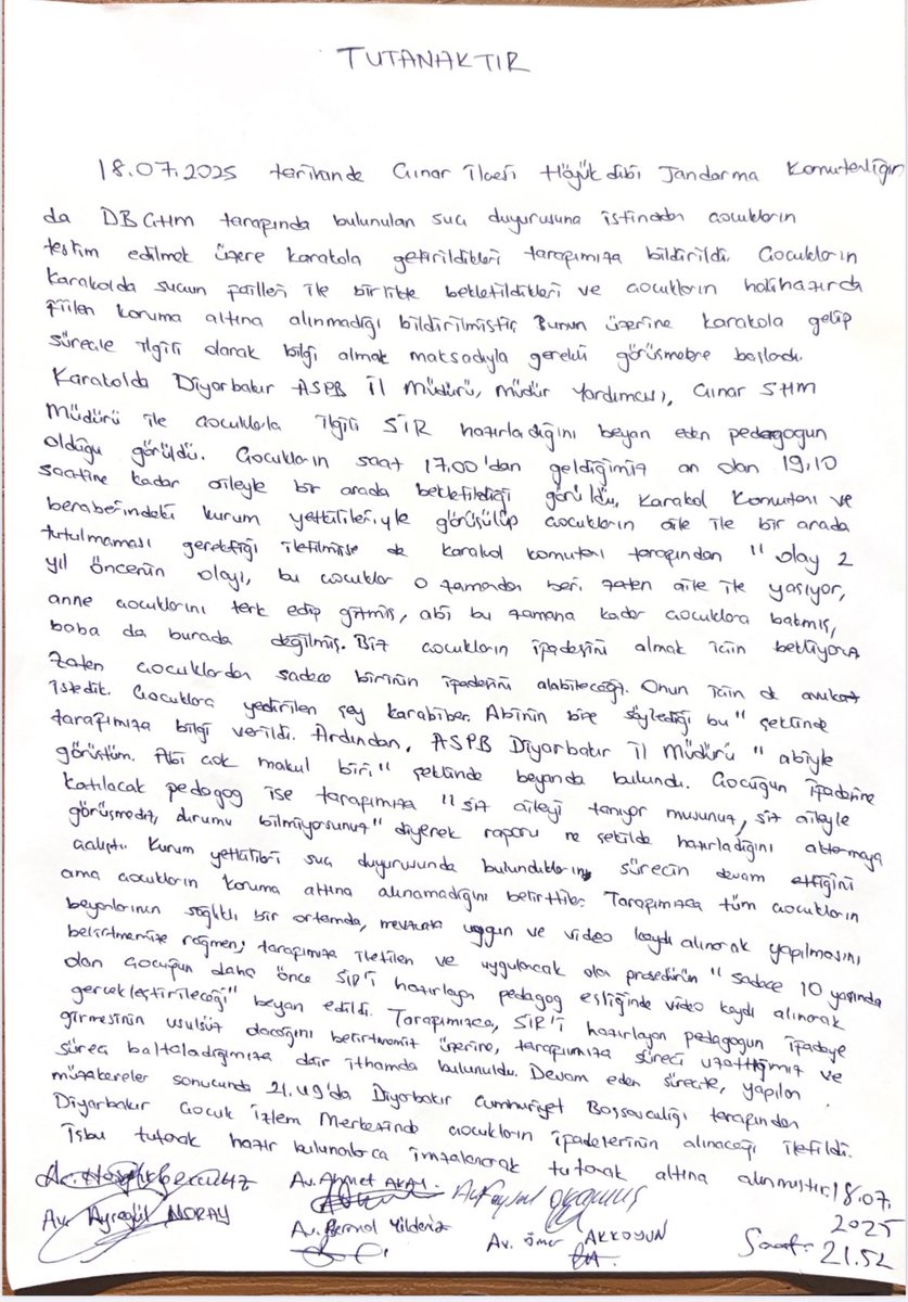 Koruma altına alındığı iddia edilen çocukların fiili olarak koruma altına alınmayarak Çınar Höyükdibi Karakolunda olayın faillerinin yanında bekletildiği bilgisi üzerine merkez üyelerimizce ilgili karakola intikal edilmiş ve mağdur çocukların faillerin yanında tutulduğu